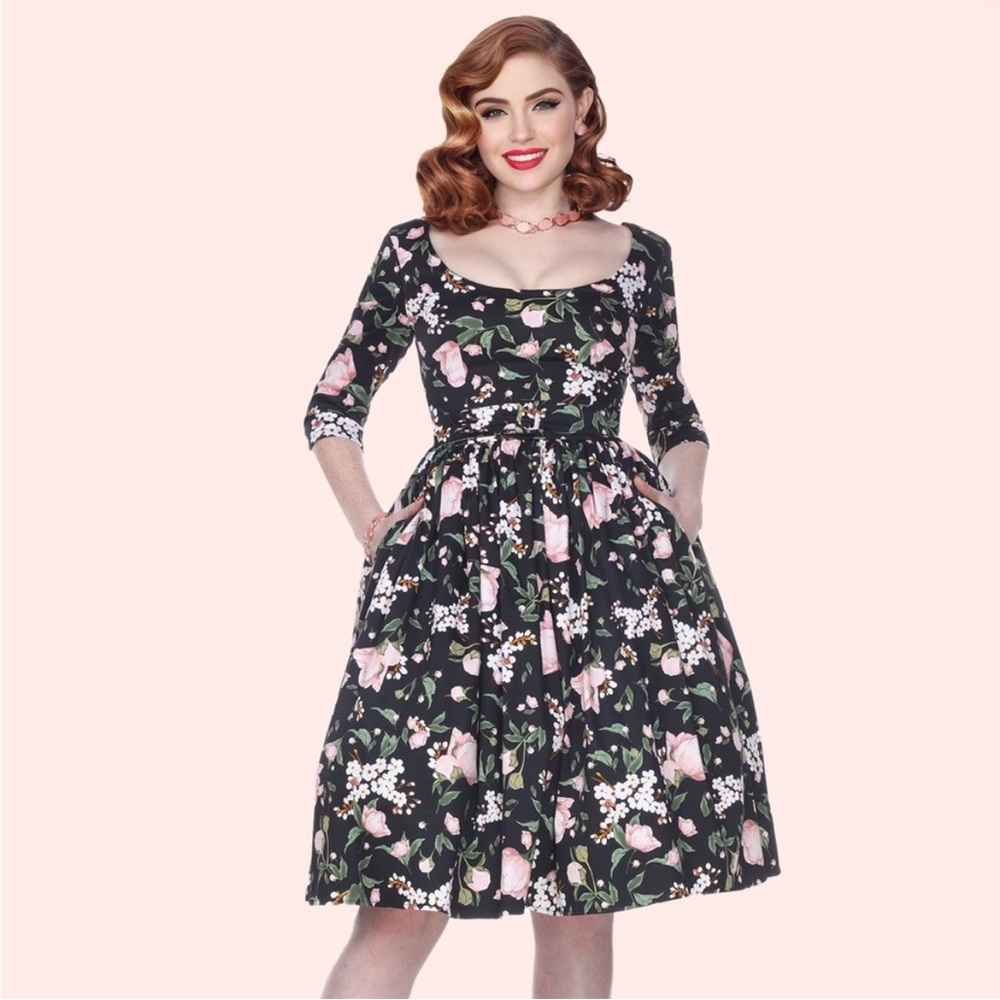 🌸 Liz 3/4 Sleeve Swing Dress in Blossom